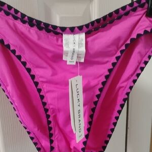 Lucky Brand Fuchsia Bikini Bottom with Black Edging